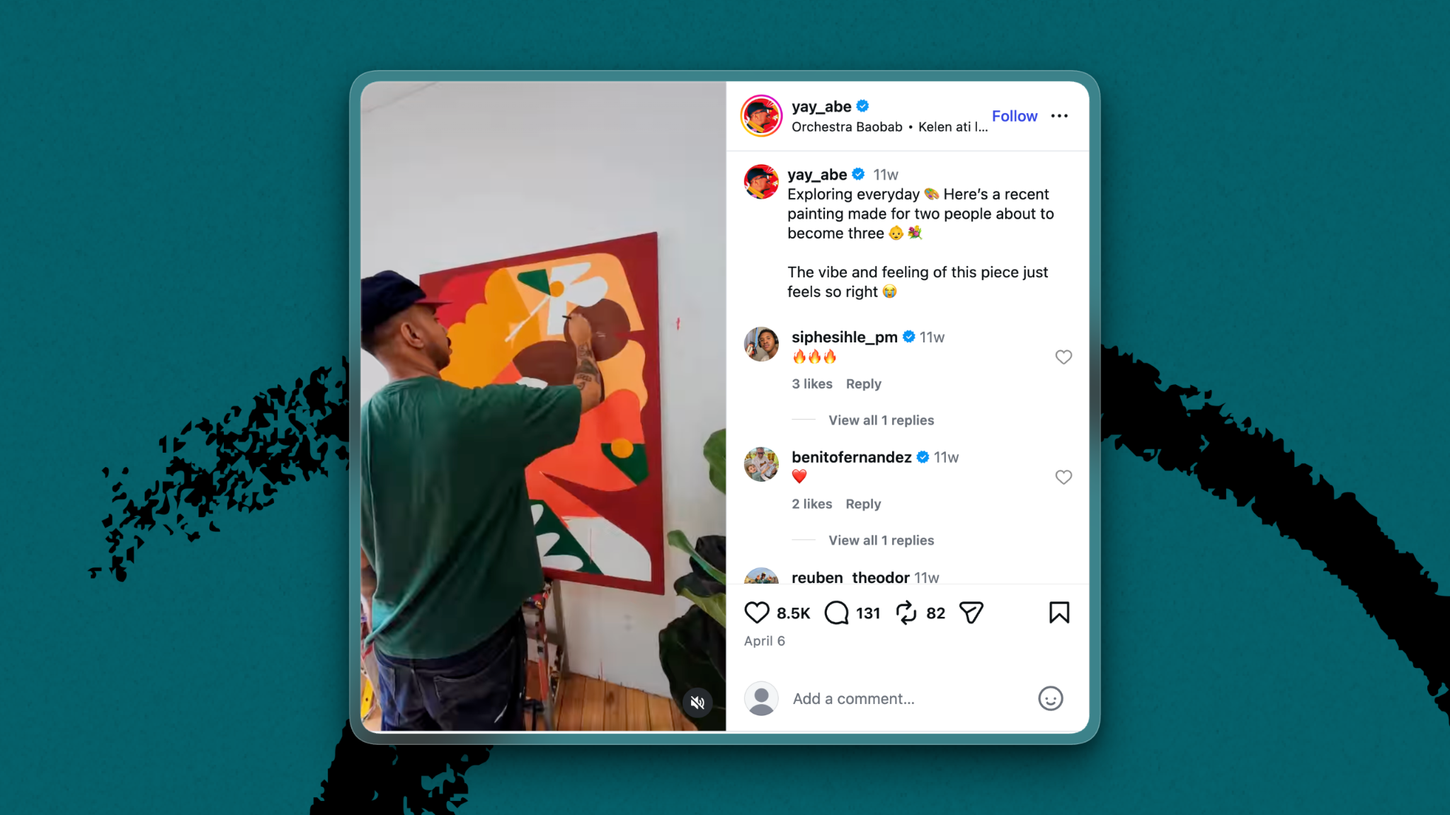 An illustrator and artist documents his painting process for his followers. (Screenshot courtesy of yay_abe.)