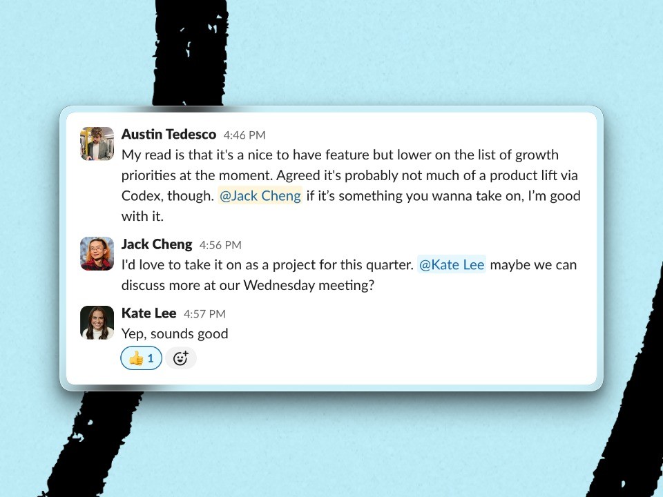 Austin’s response to the implementation plan in Slack.