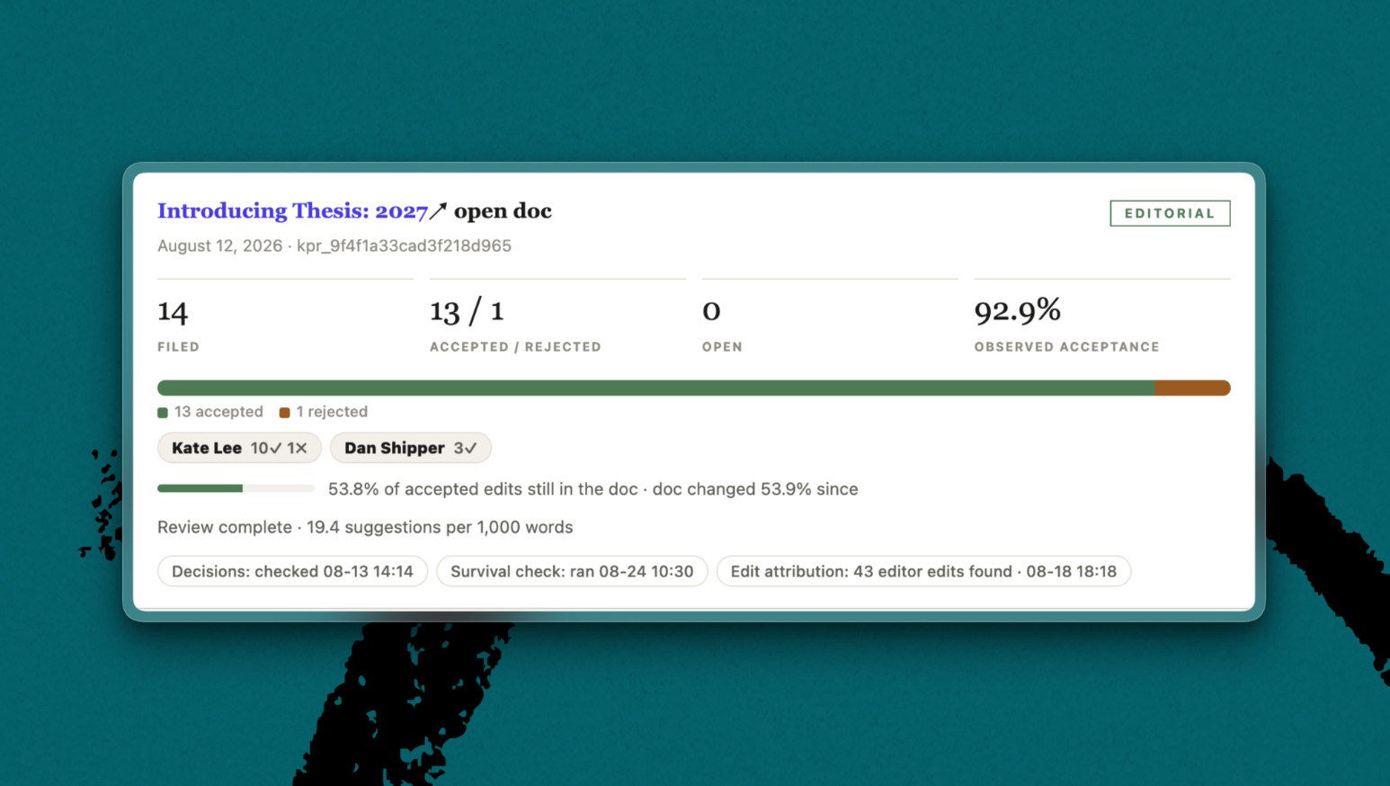 KateBench self-improves by incorporating data on edits that were accepted versus rejected.