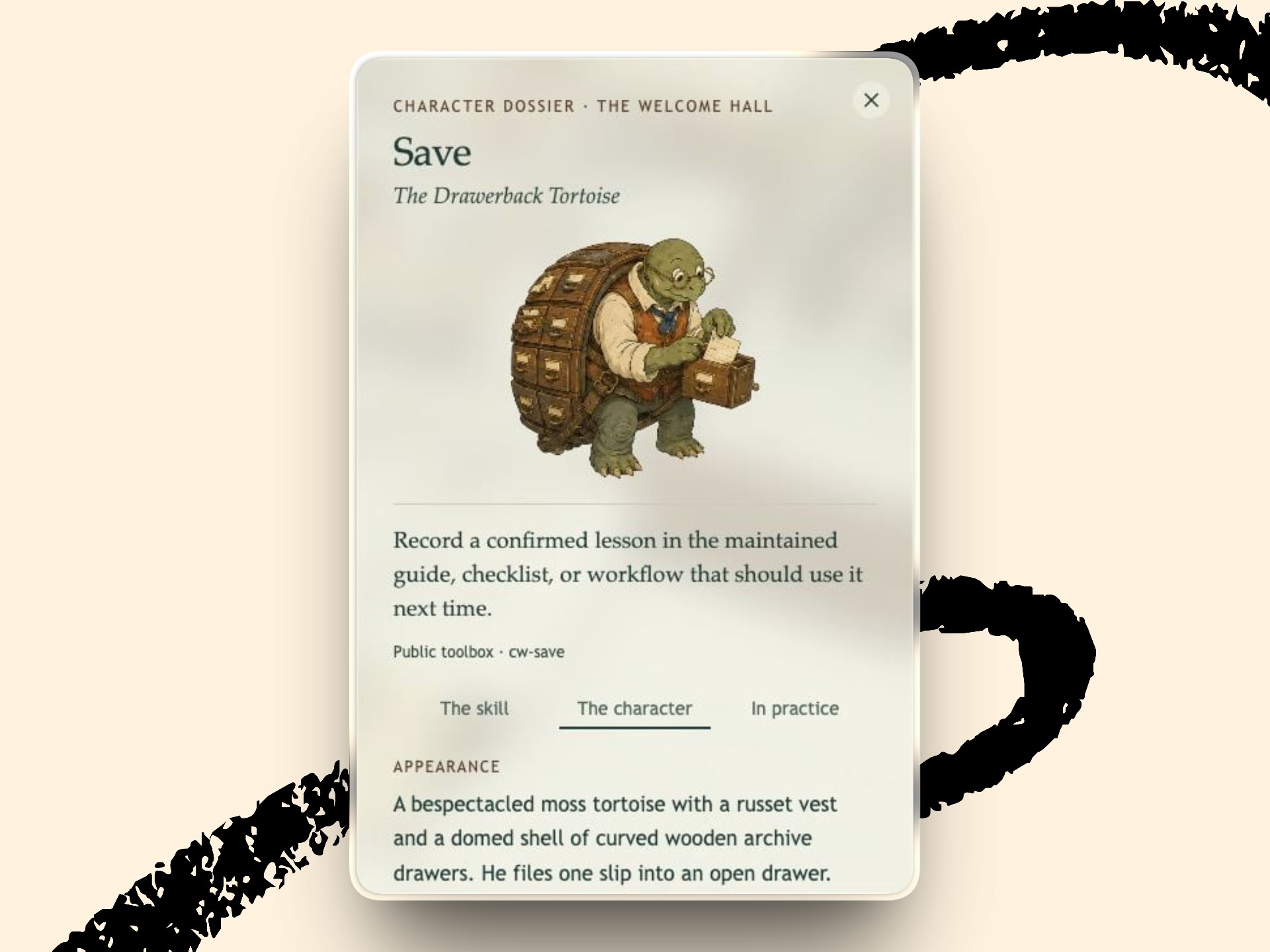 Save, the Drawerback Tortoise, at the Evergrowing Press. (Katie Parrott/Every screenshot).