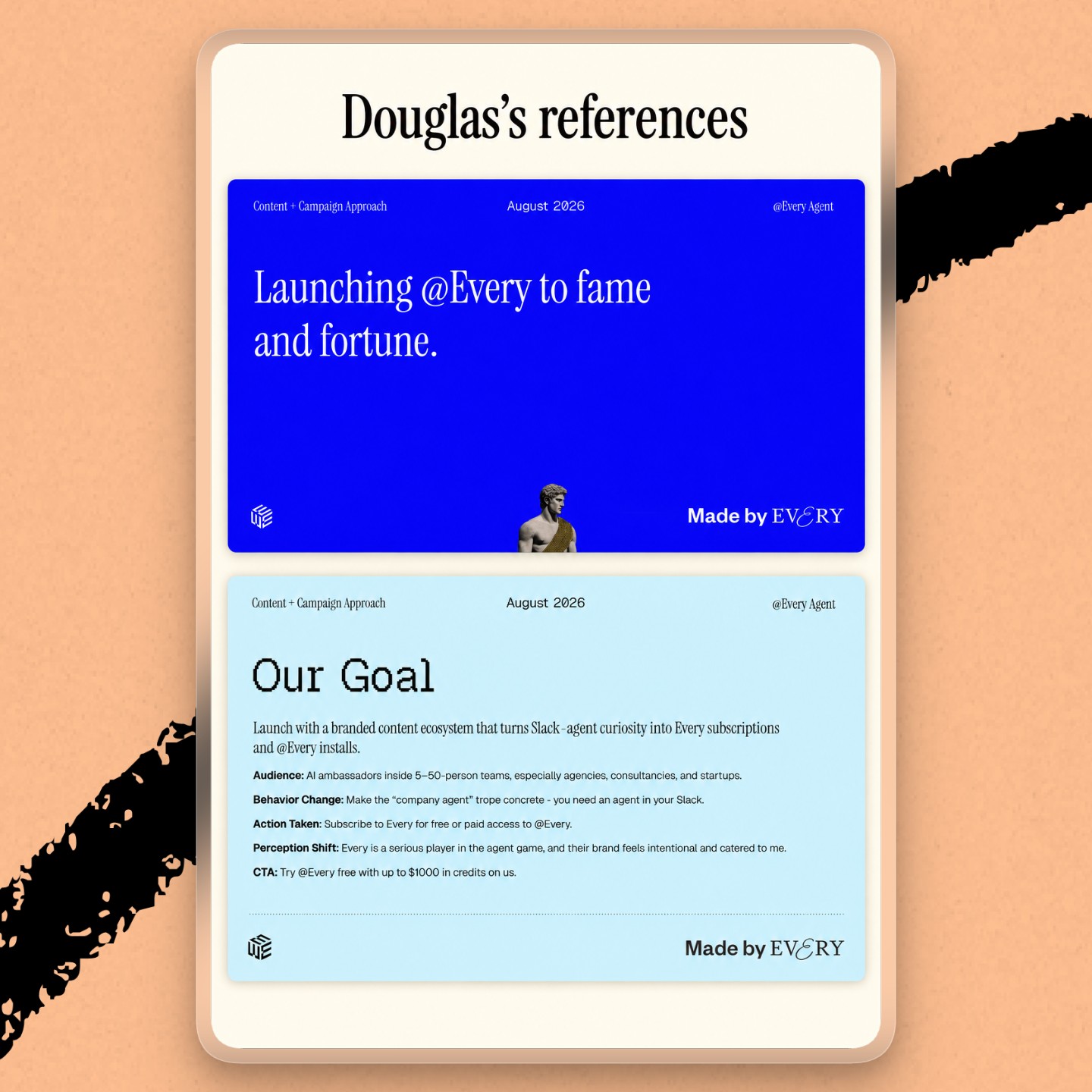 Douglas created a few slides himself that Codex could use as templates. (Image courtesy of Douglas Brundage.)