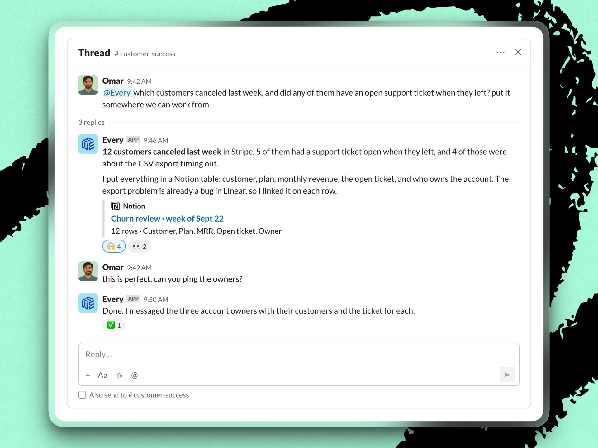 Every Agent does the busywork between your apps.