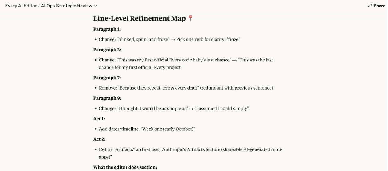The editor gives me a list of line-level refinements I should make before submitting.