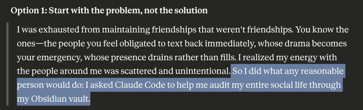 Opus 4.1 veers into conceptual territory that stretches credulity. Would a reasonable person ask Claude Code to do this? (Source: Danny Aziz.)