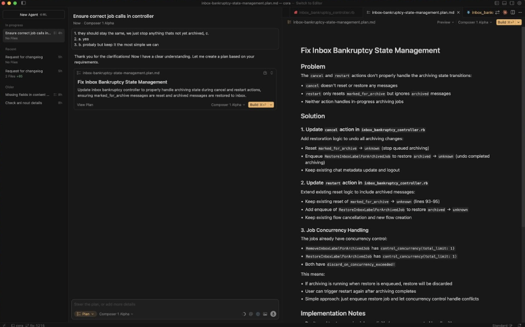 What ‘plan mode’ looks like inside Cursor 2.0.