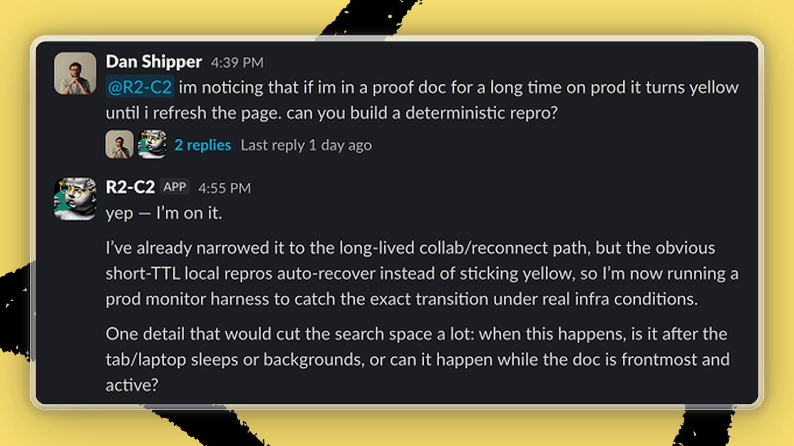 Dan asked R2-C2 about an issue on Proof.