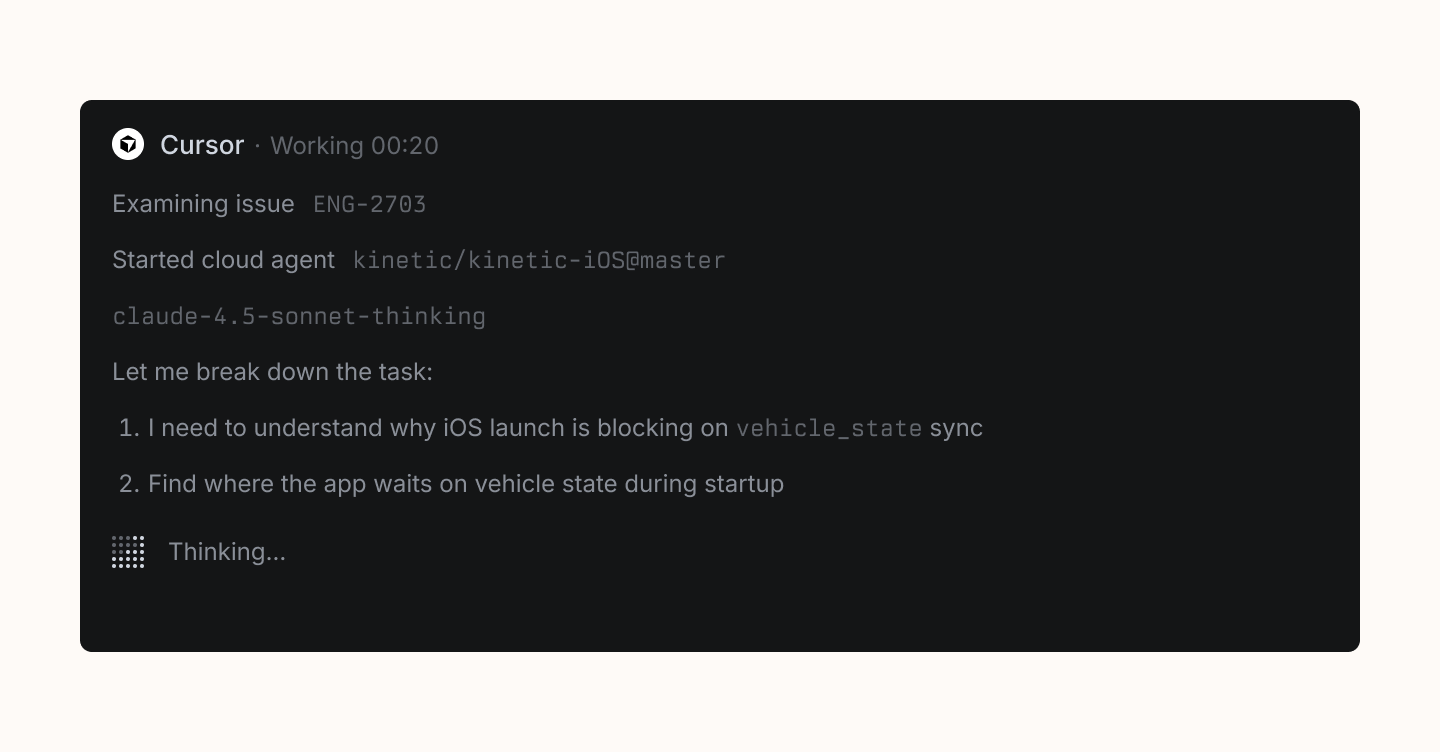 Agents in Linear's Agent Sessions show their reasoning.