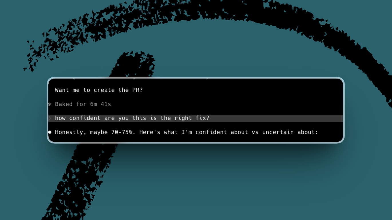 Austin asks Claude Code to confirm its confidence interval before creating a pull request. (Image courtesy of Austin Tedesco.)